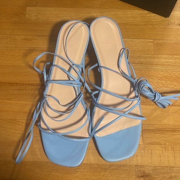 NWT J Crew Sardinia ankle-wrap heeled sandals Blue - Picture 5 of 6
